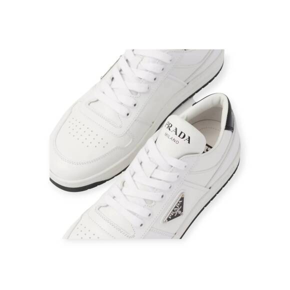 NEW PRADA women's downtown leather sneakers in white - Picture 5 of 5